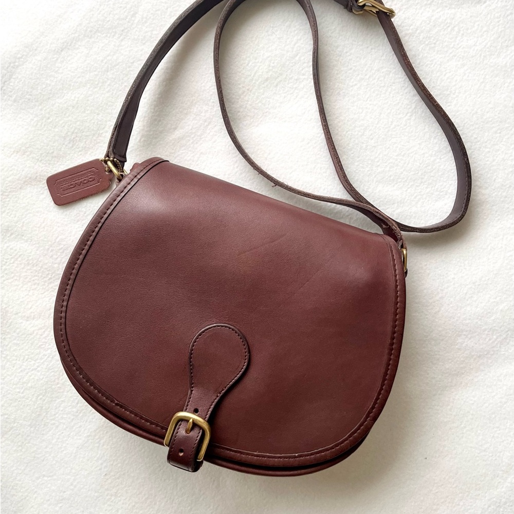 Vintage Coach Saddle Bag – Mahogany – Style 9851